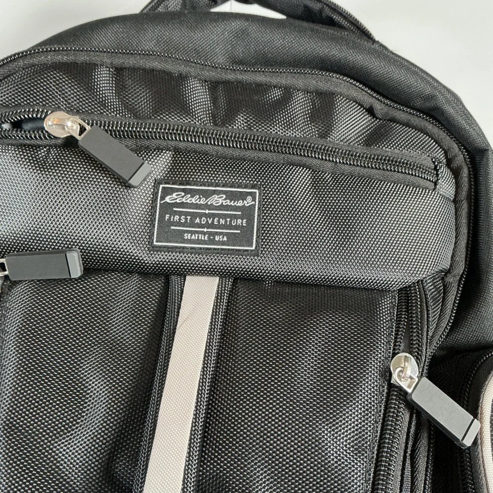 Eddie Bauer First Adventure Backpack Unisex Black Multi Pocket Insulated Utility
